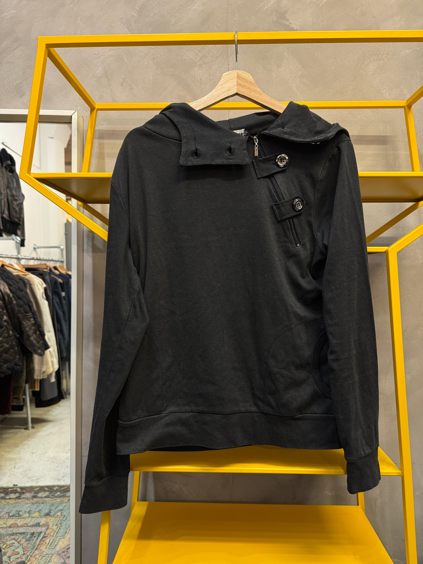 asymmetric button hoody