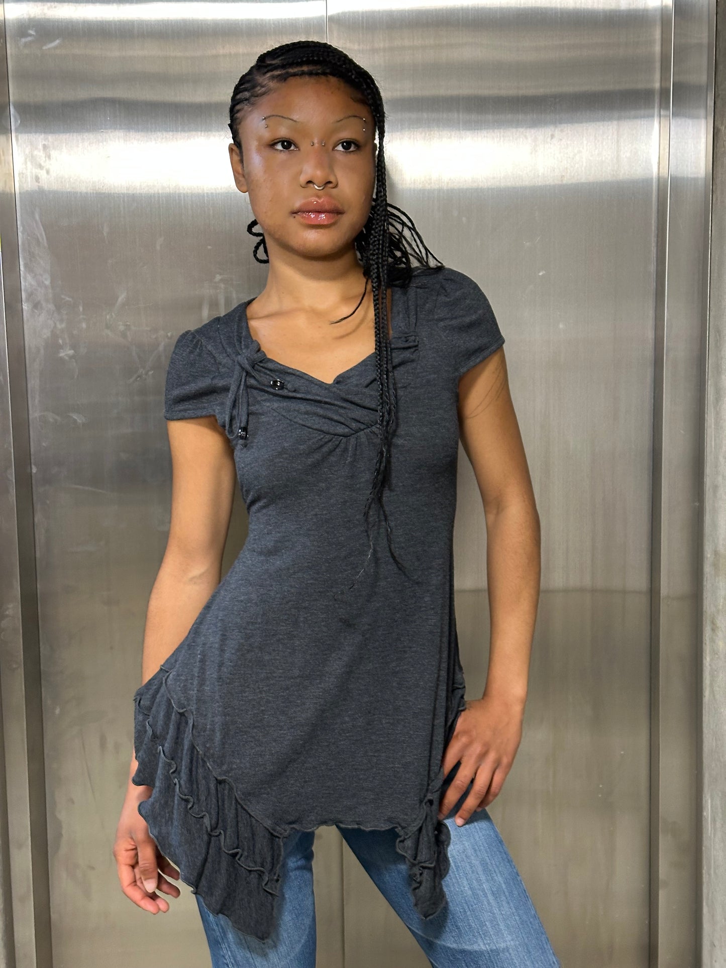 Vintage ruffle tunic top s/m