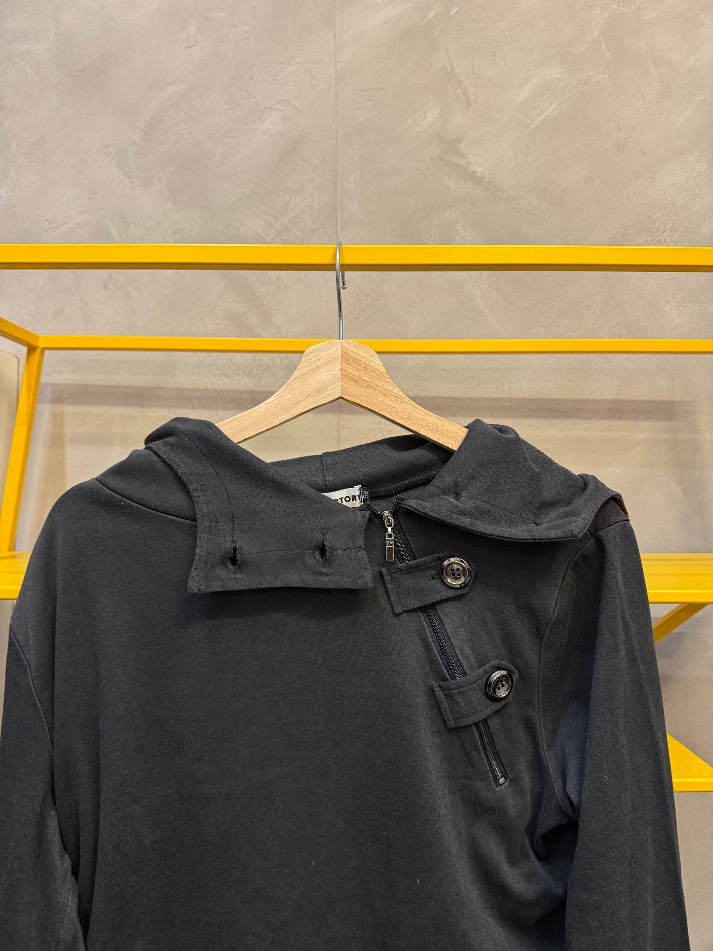 asymmetric button hoody