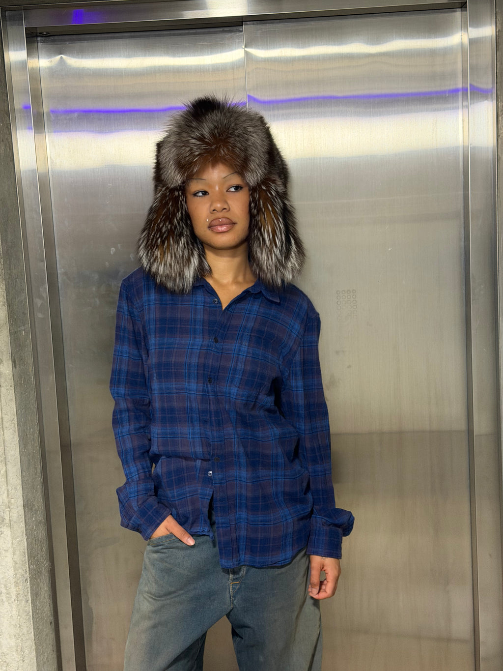 Oversized plaid shirt large
