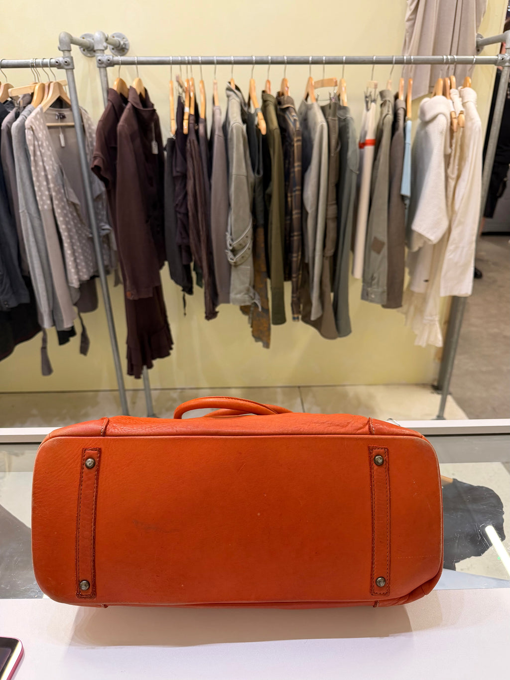 Orange leather Firkin