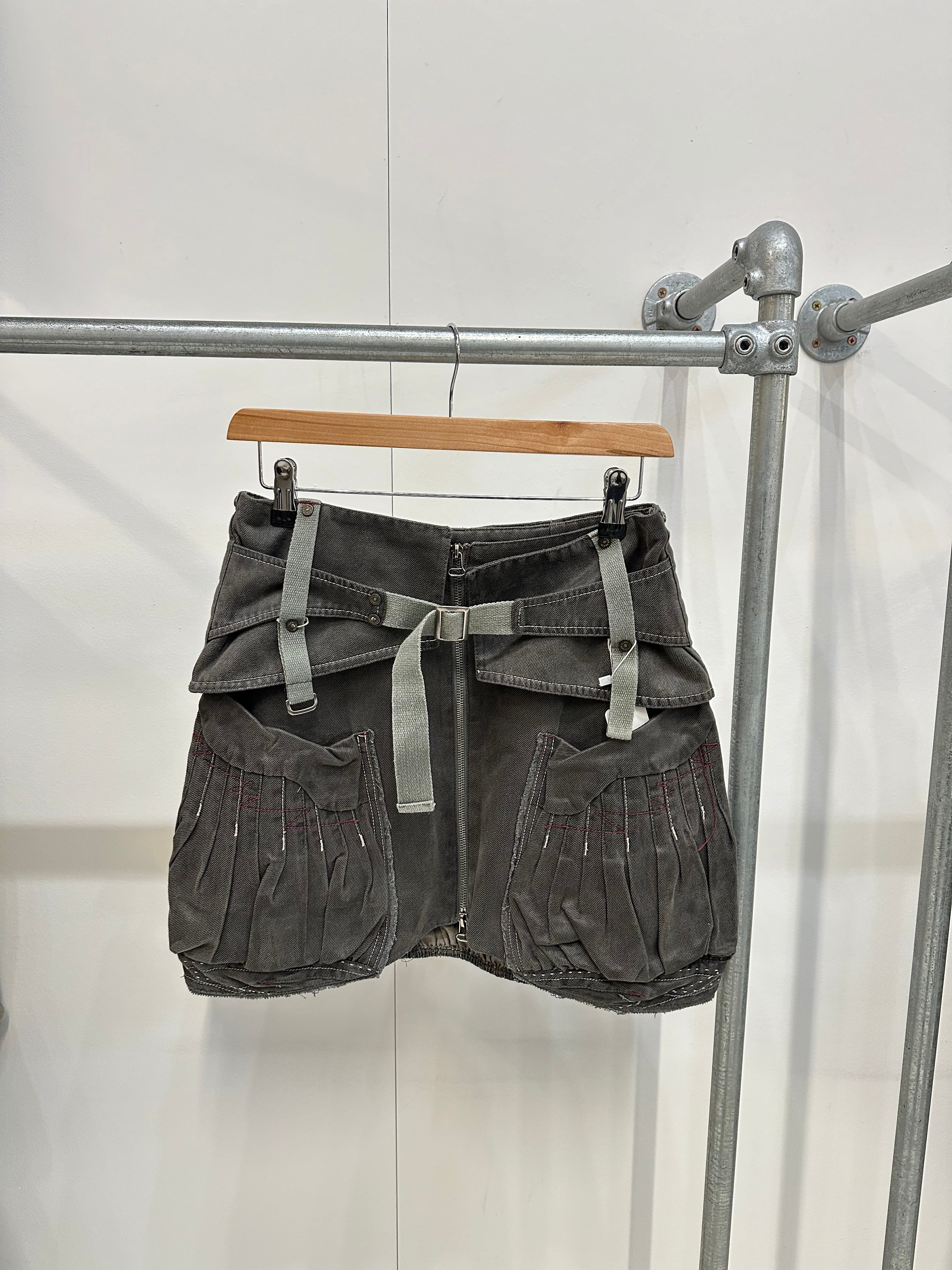 Vintage denim belted skirt