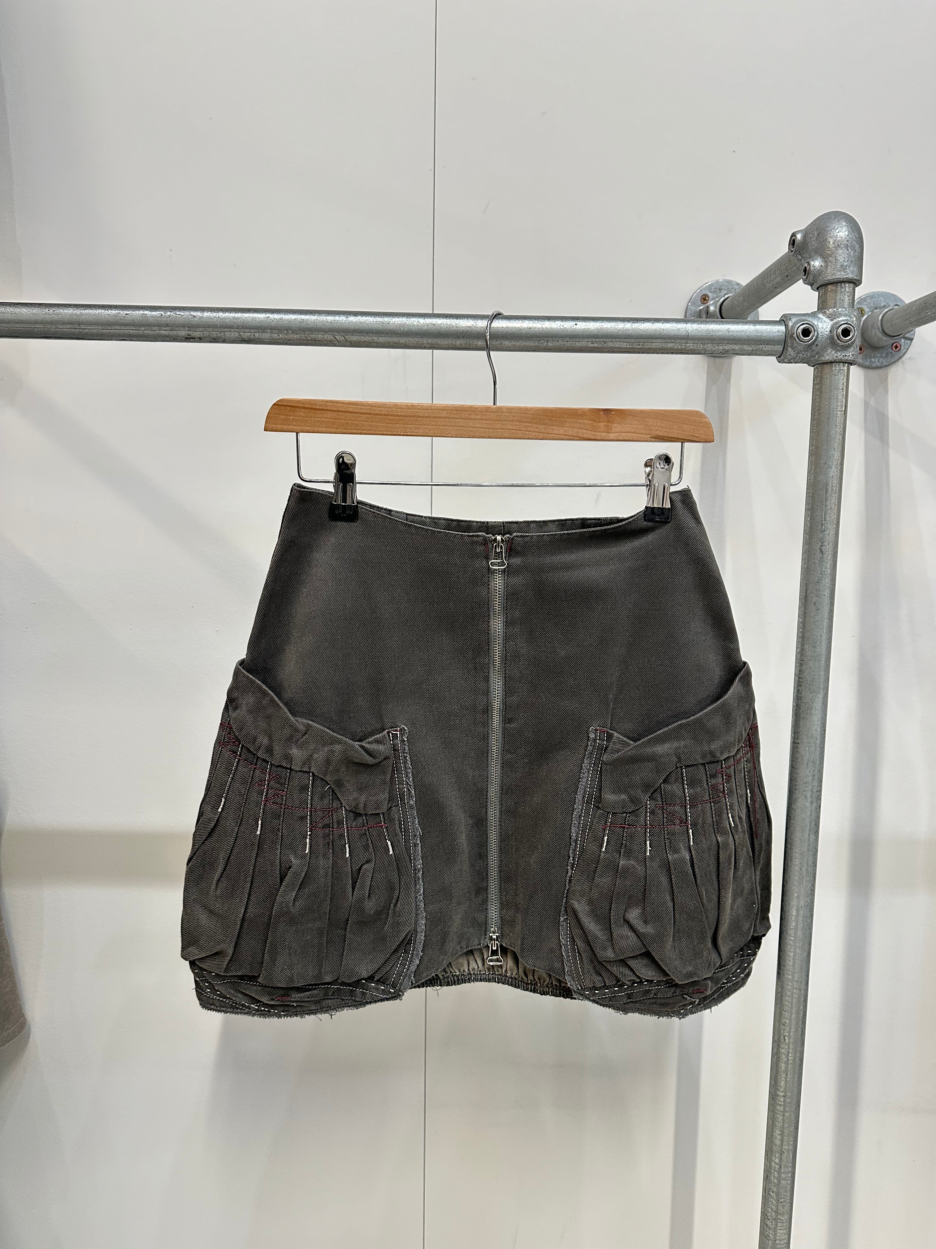 Vintage denim belted skirt
