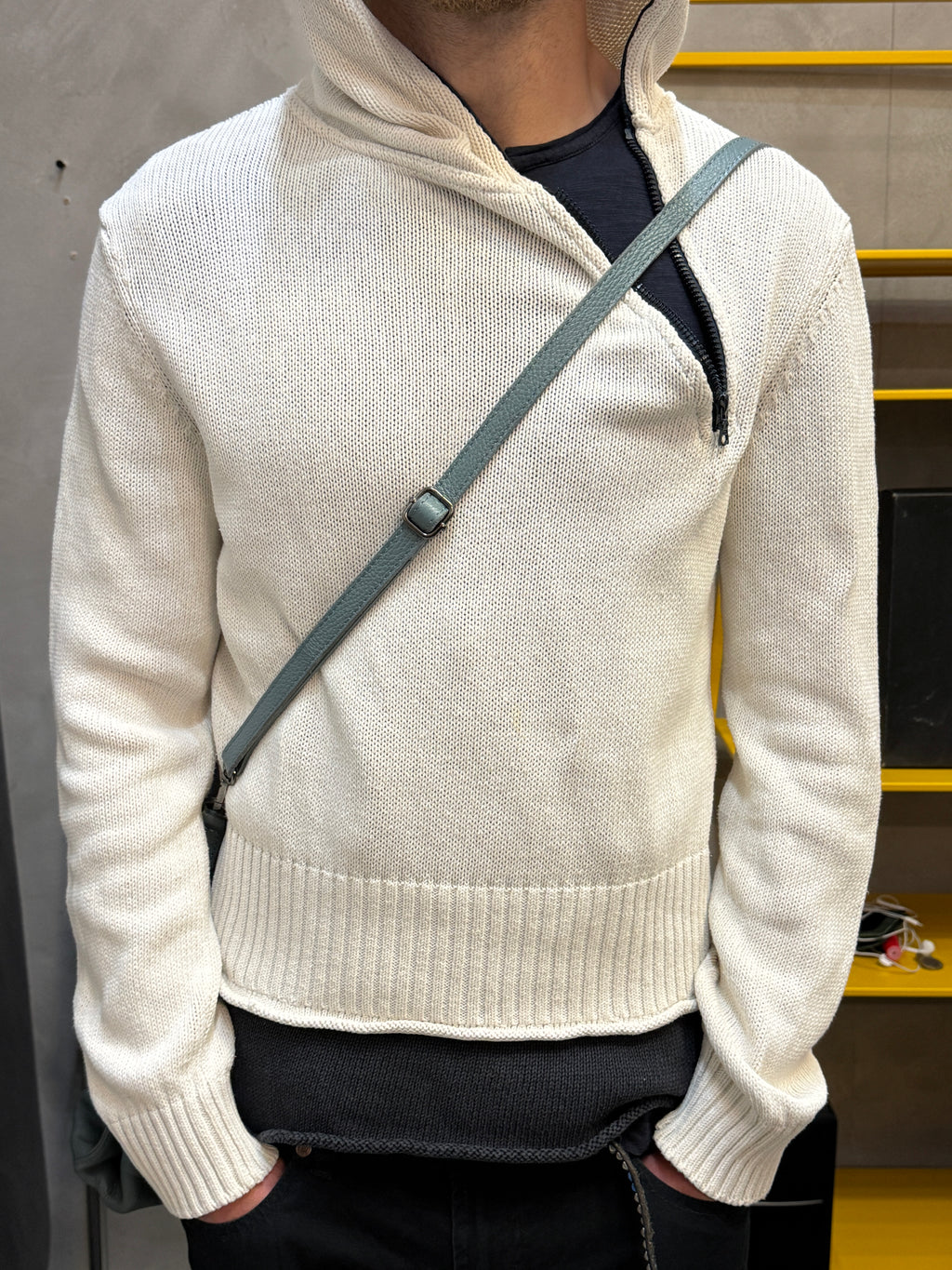 armani jeans diagonal zip