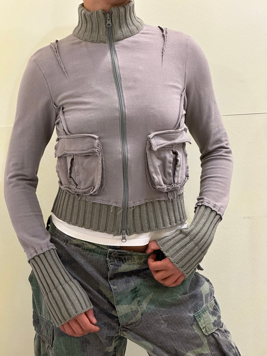 Vintage knit zip up s/m