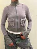 Vintage knit zip up s/m