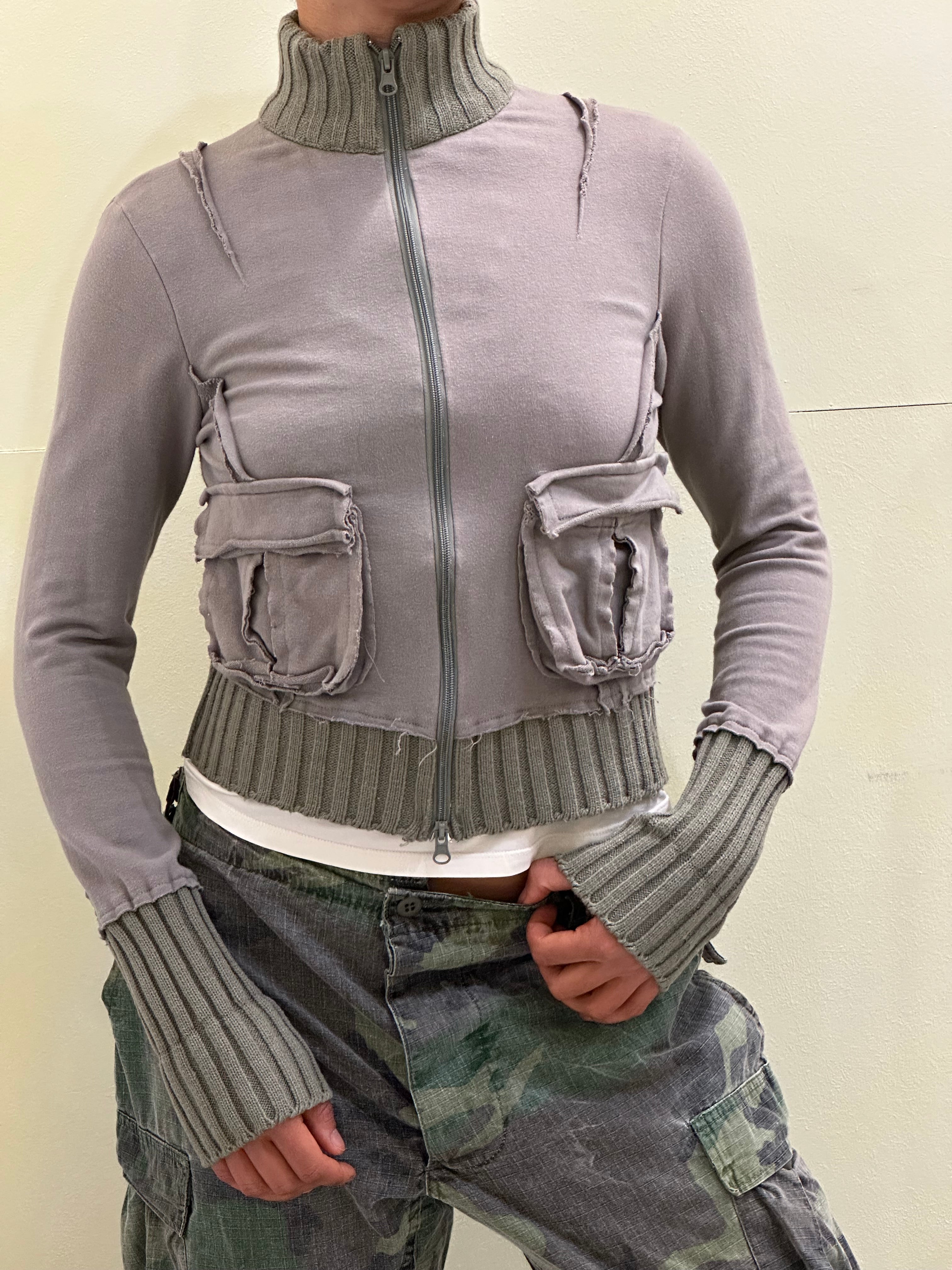 Vintage knit zip up s/m