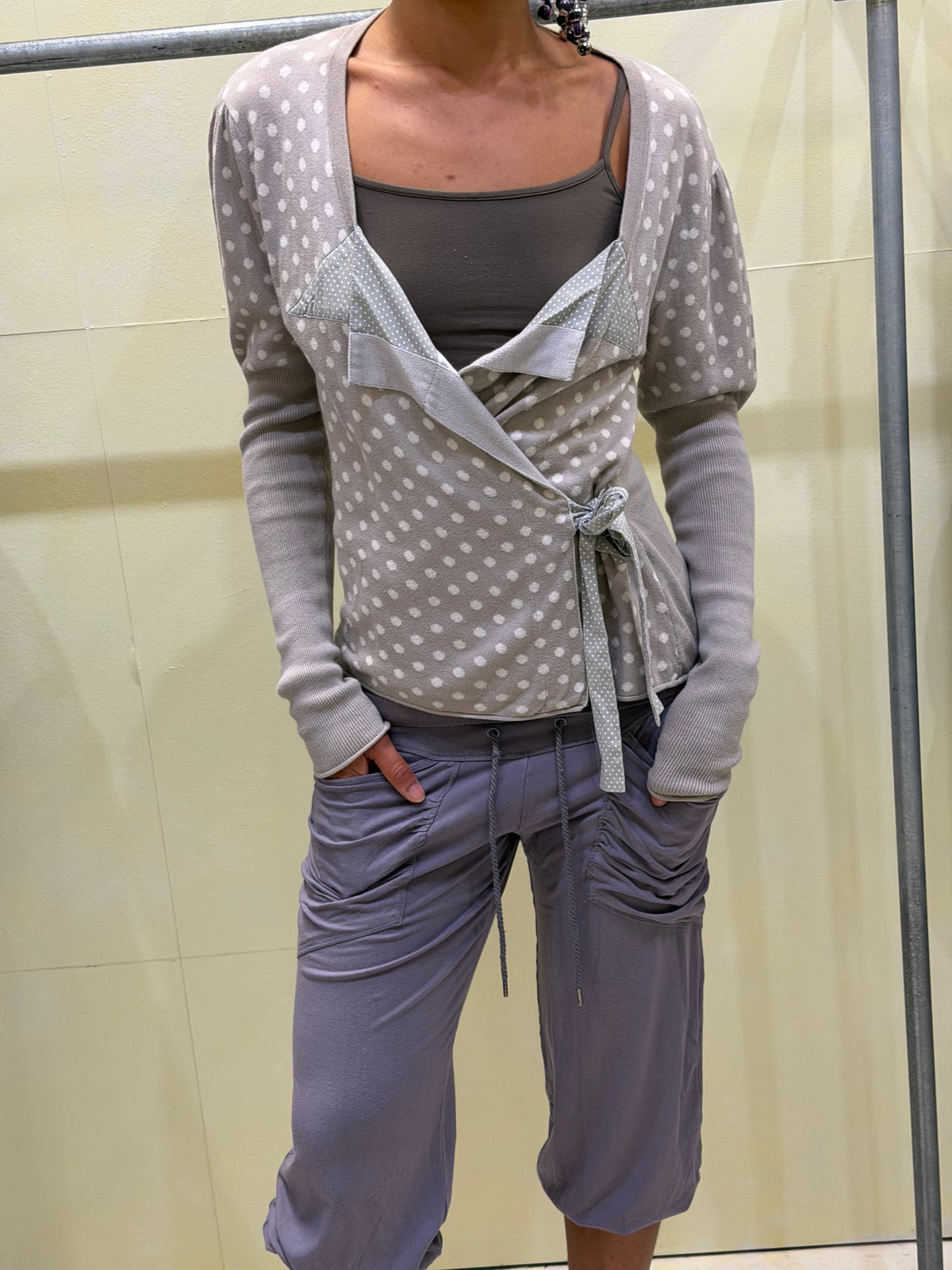 Polka dot wrap cardigan medium