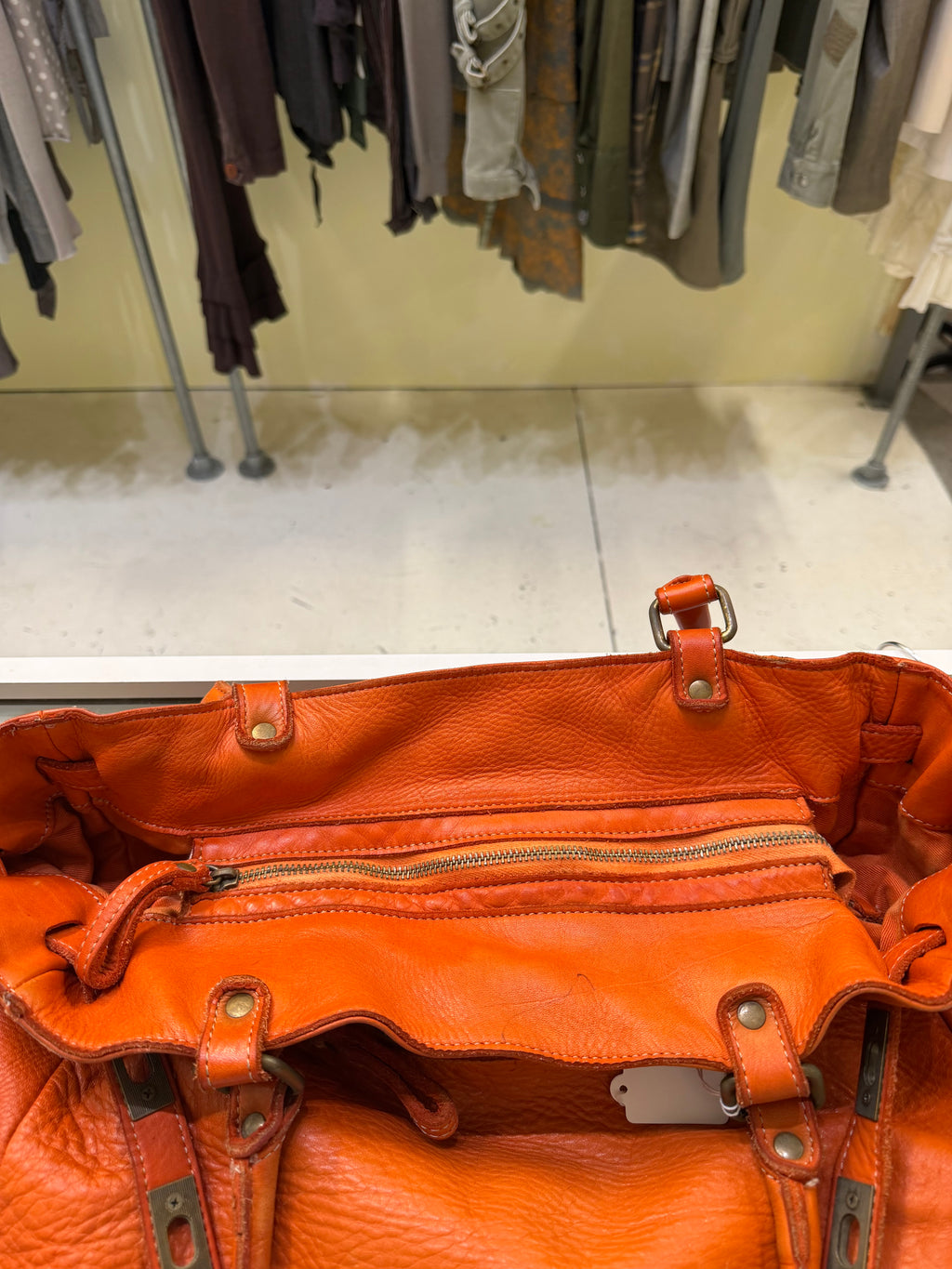 Orange leather Firkin