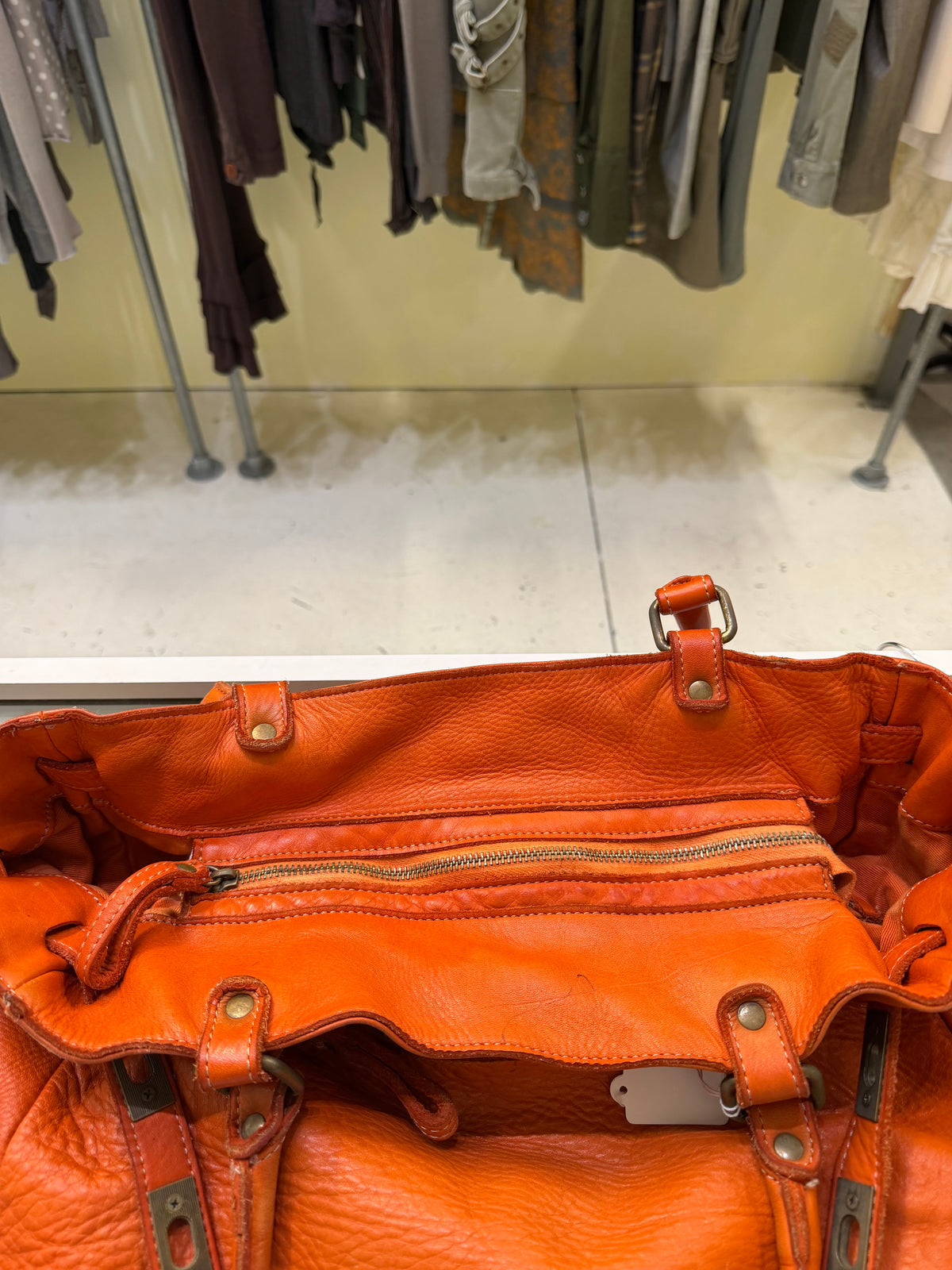 Orange leather Firkin