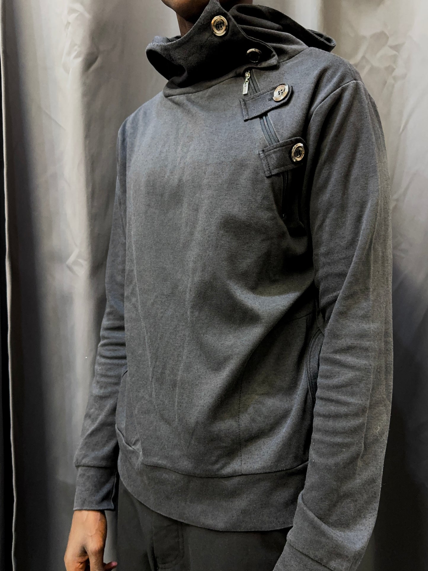 asymmetric button hoody