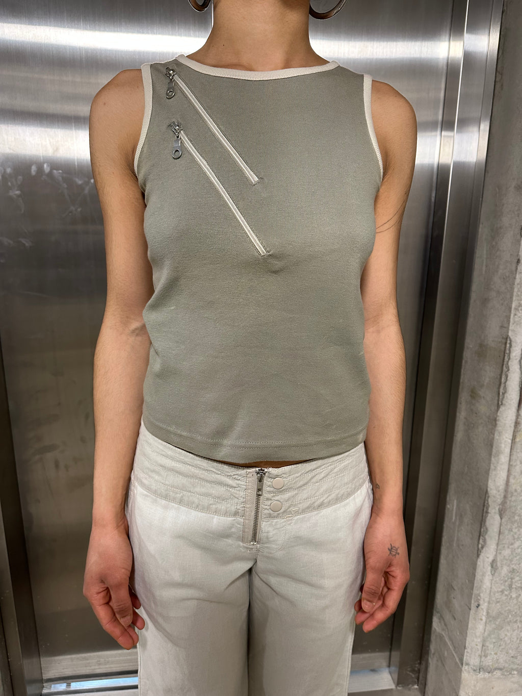 French Brand double zip Tank Top