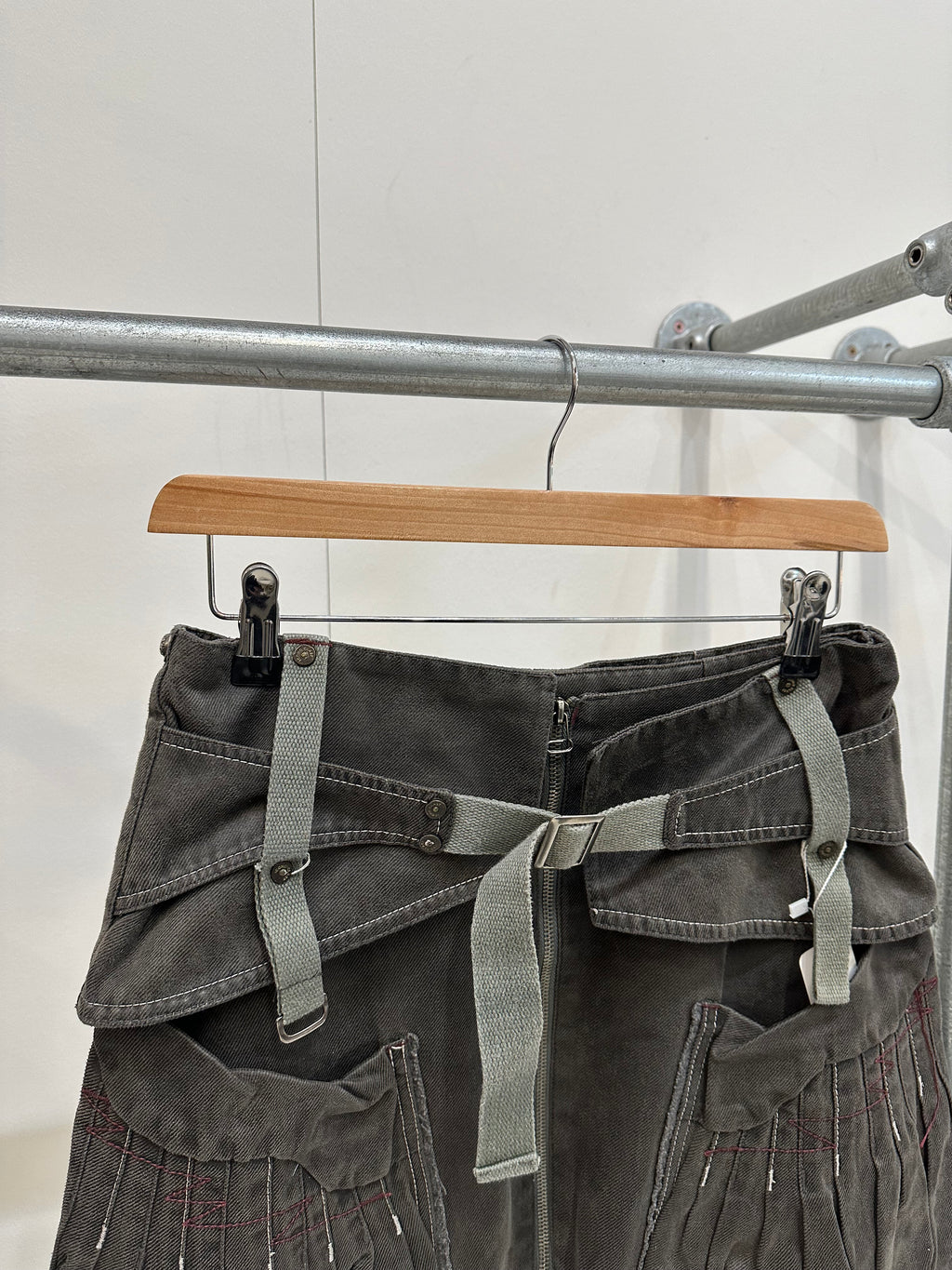 Vintage denim belted skirt