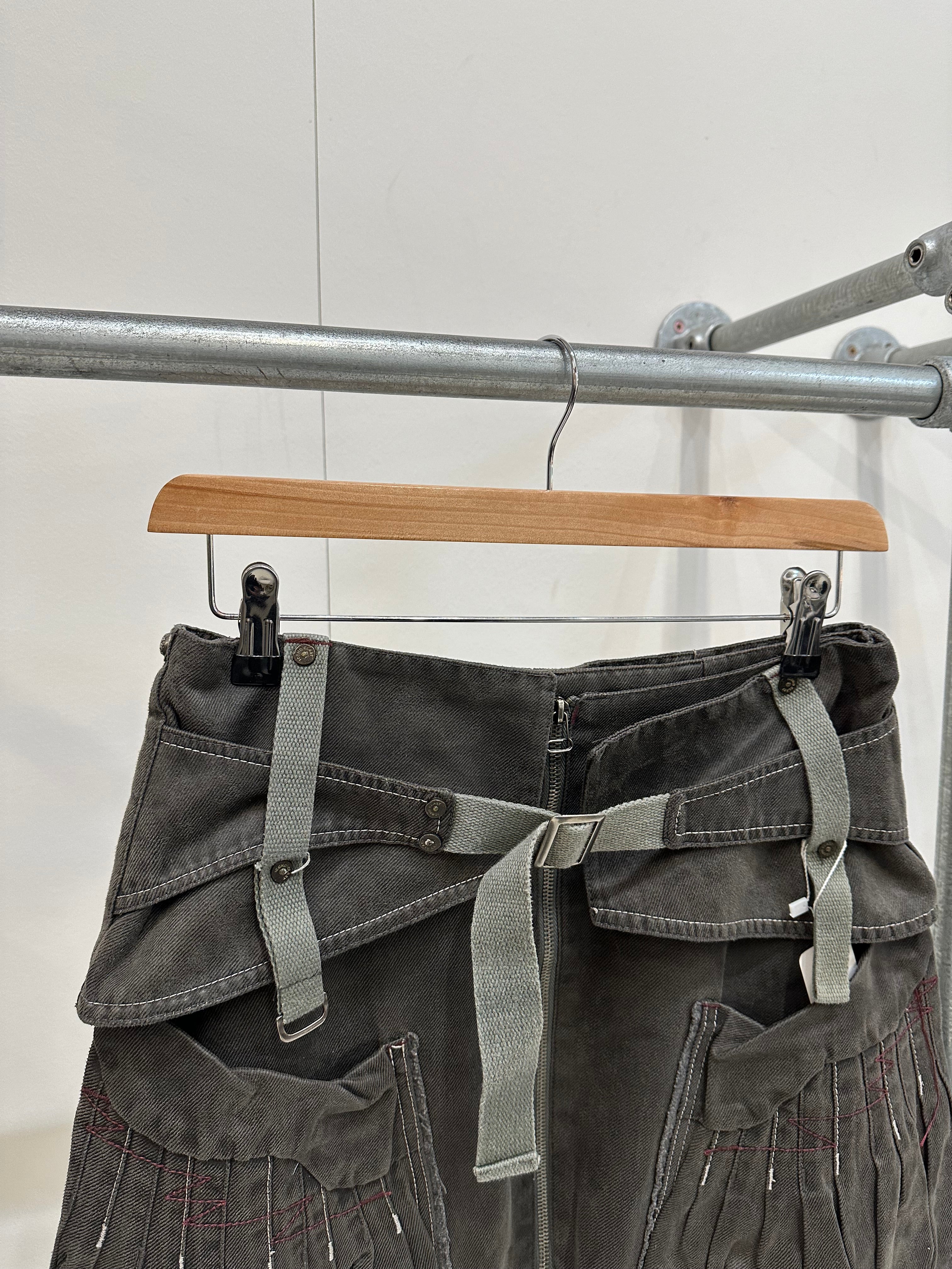 Vintage denim belted skirt