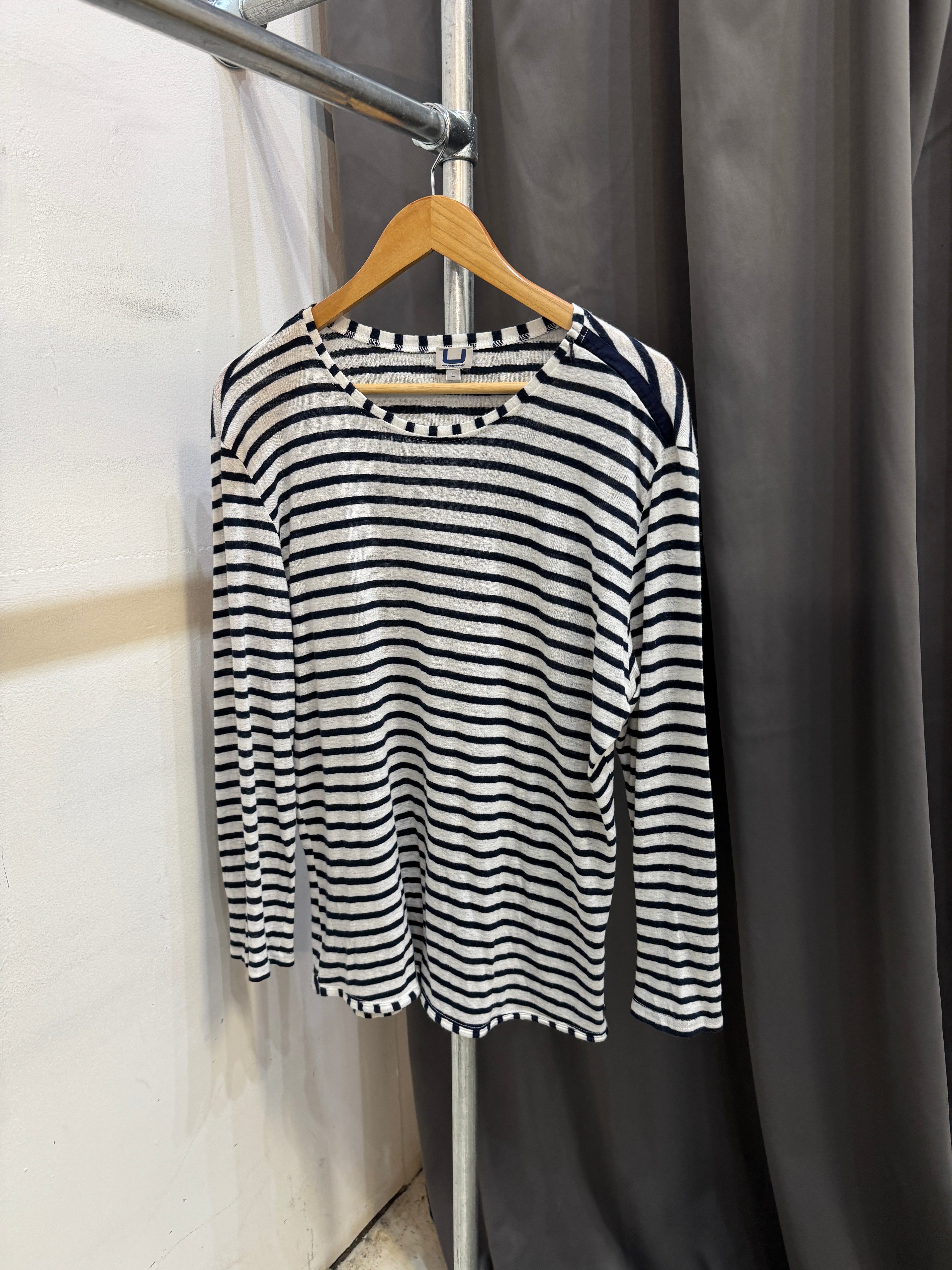 striped long sleeve top navy