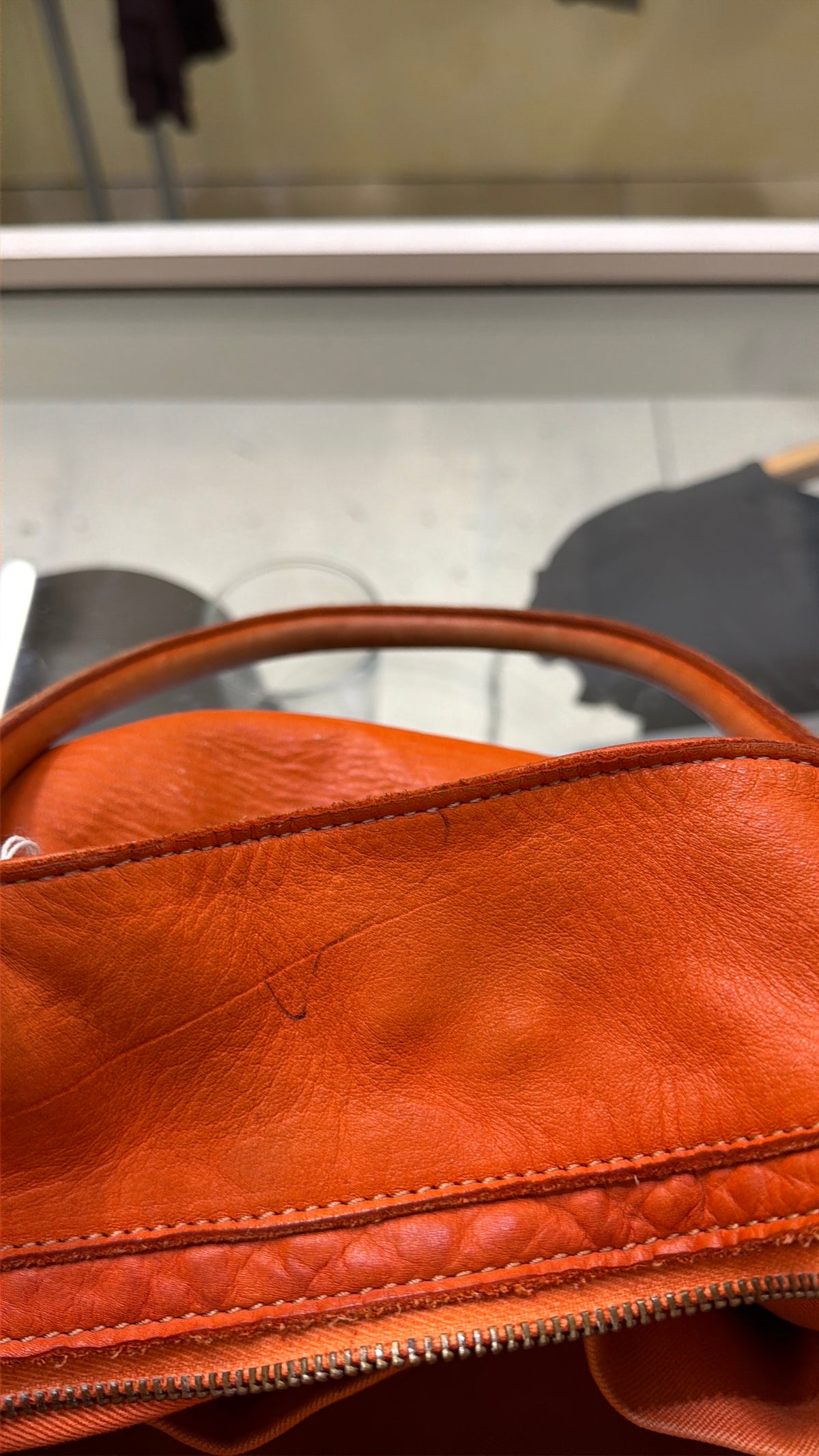 Orange leather Firkin