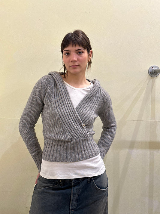 Esprit wool blended hooded knit medium