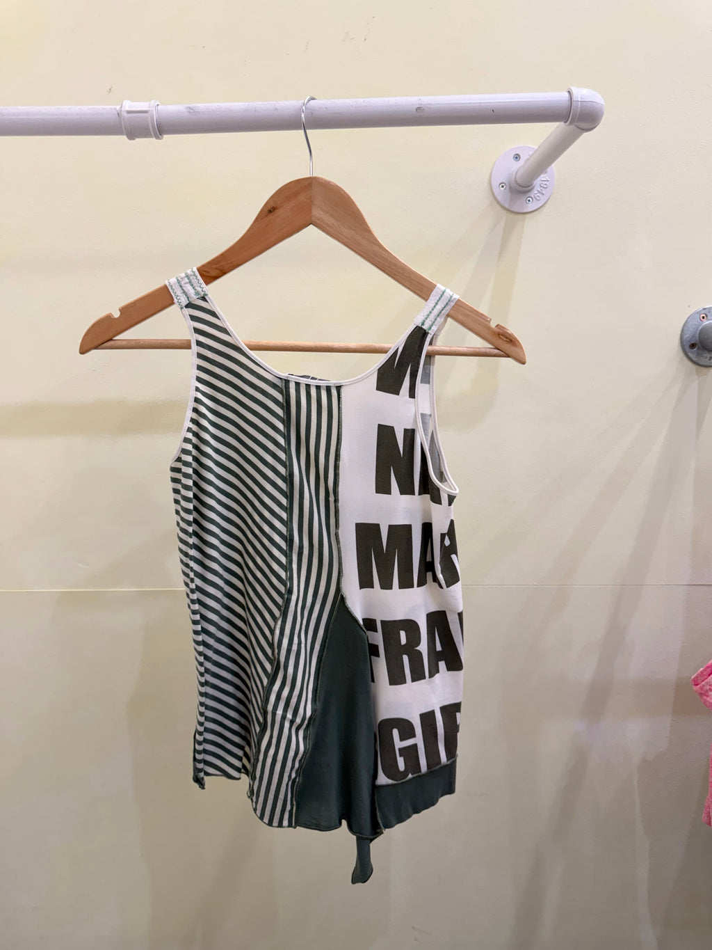 Marithe Francois Girbaud asymmetric graphic Tank M/L