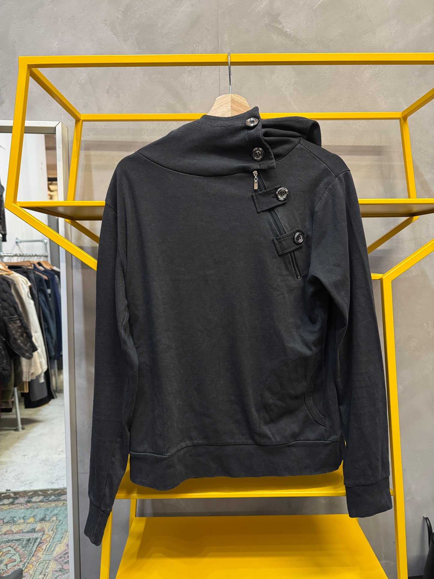 asymmetric button hoody