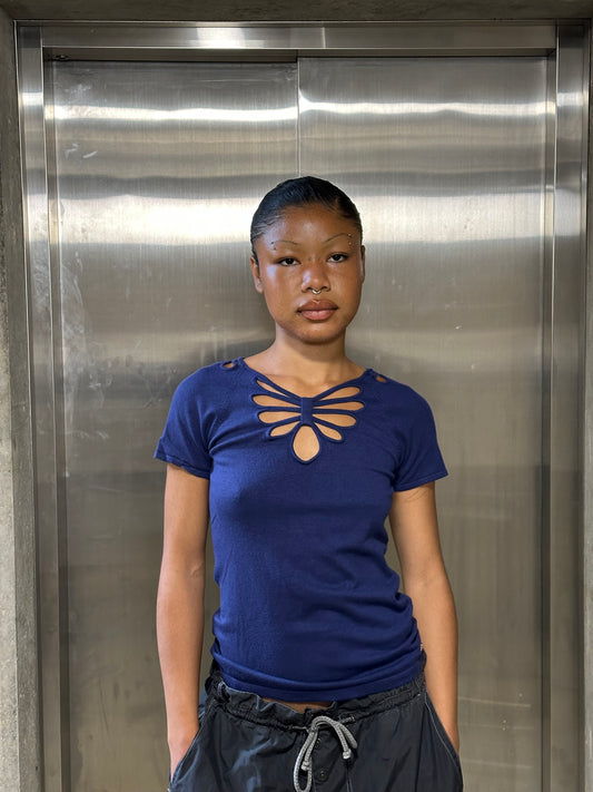 Morgan de Toi cut out tee M/L navy