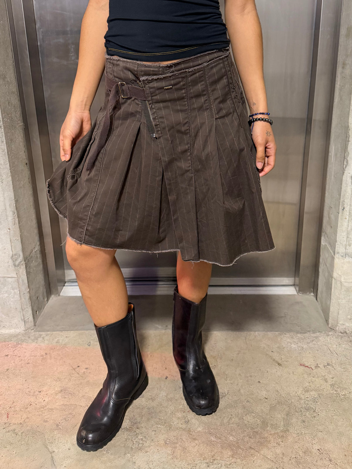Brown pinstripe pleated skirt size medium