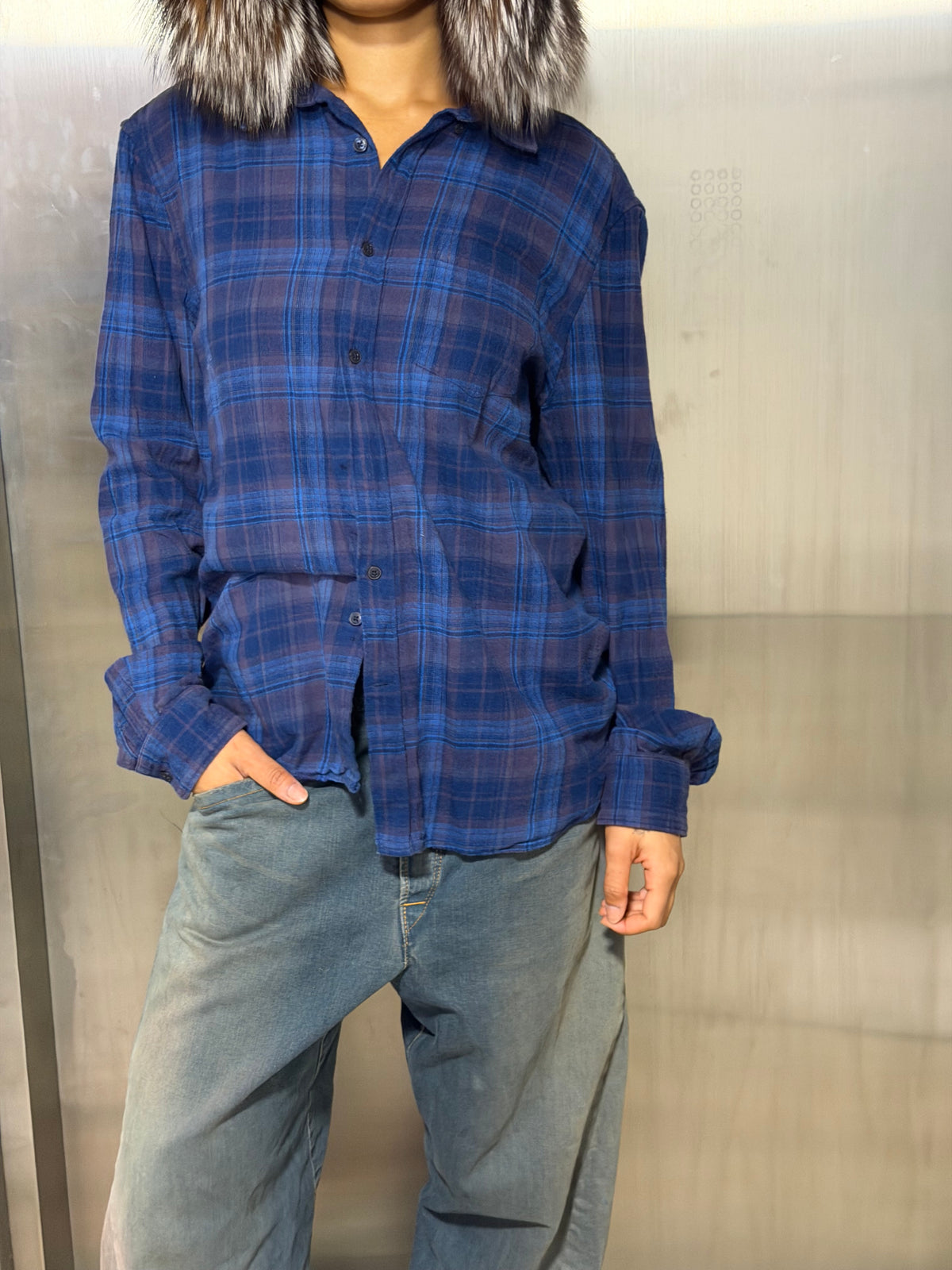 Oversized plaid shirt large