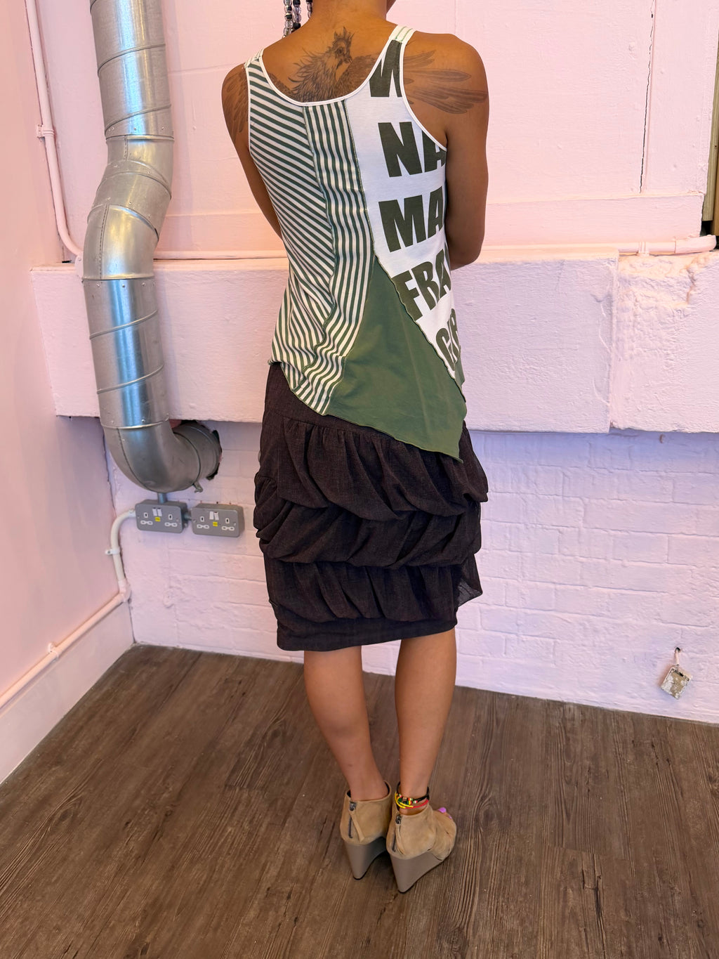 Marithe Francois Girbaud asymmetric graphic Tank M/L