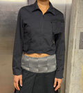 Black cropped zip up jacket small