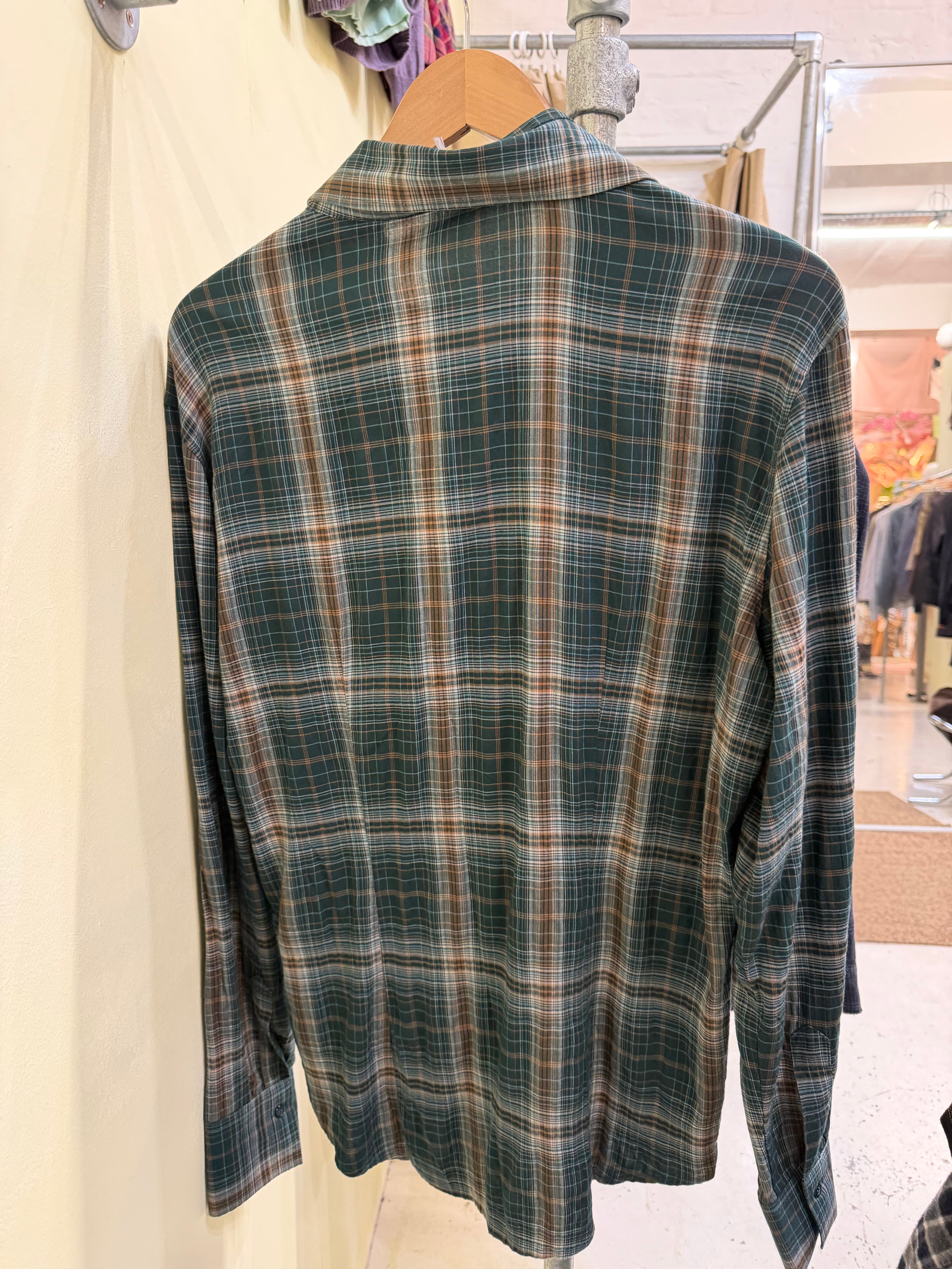 Oversized lightweight plaid shirt medium