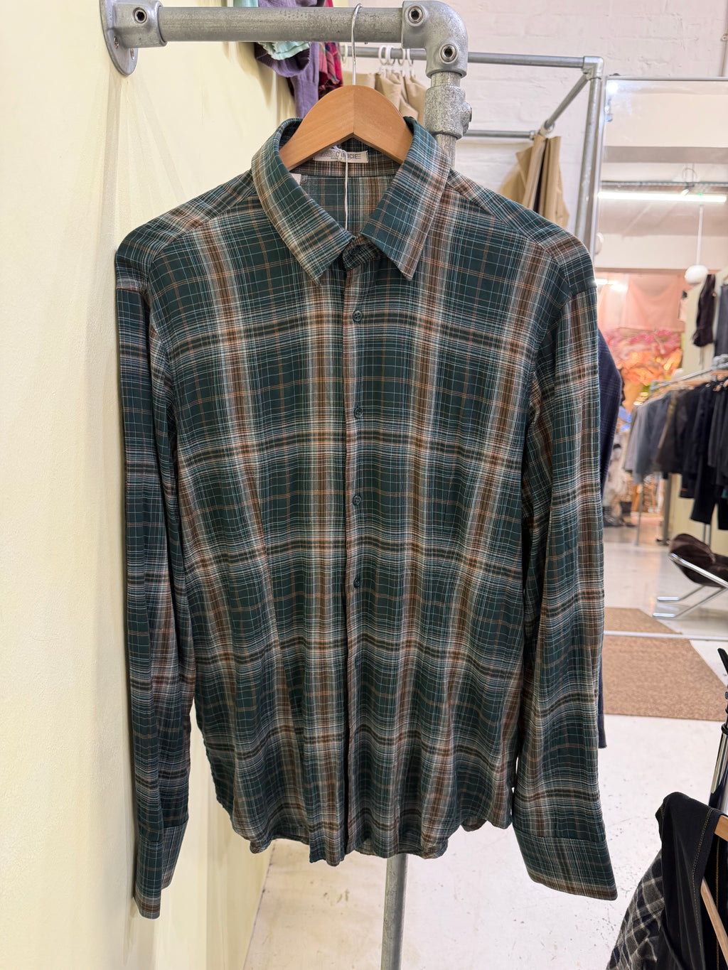 Oversized lightweight plaid shirt medium