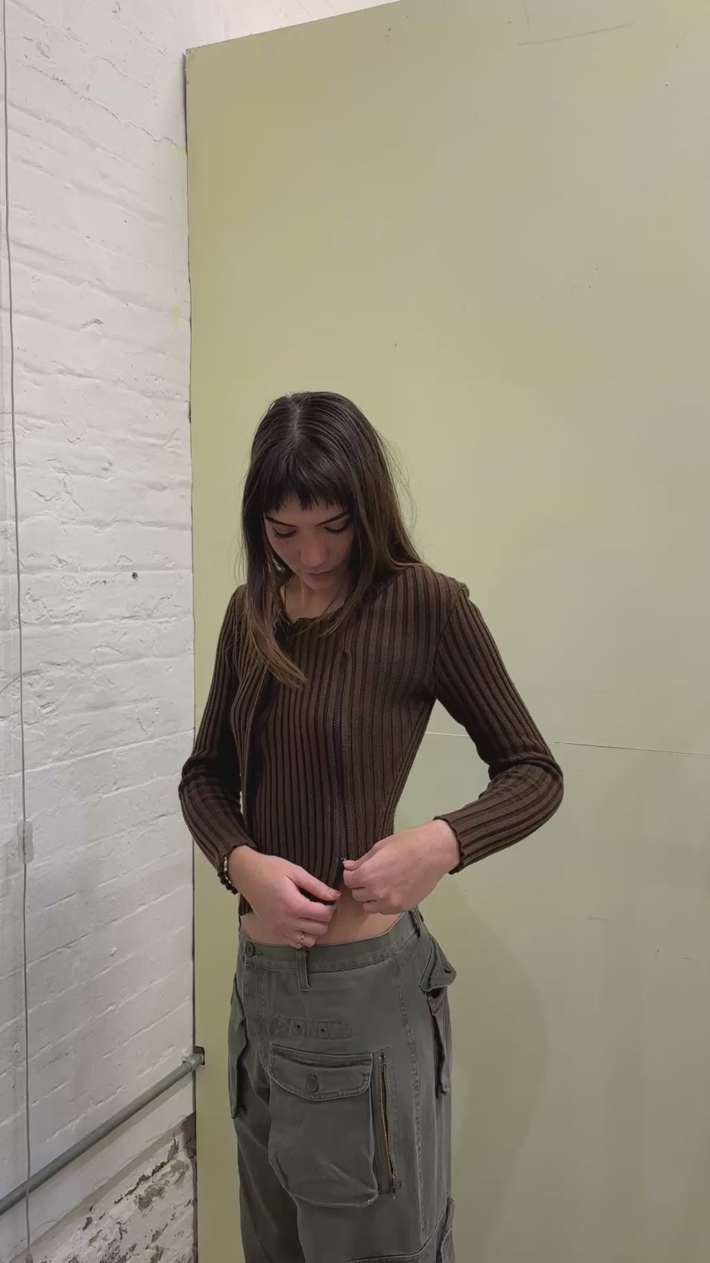 Double zip ribbed knit small